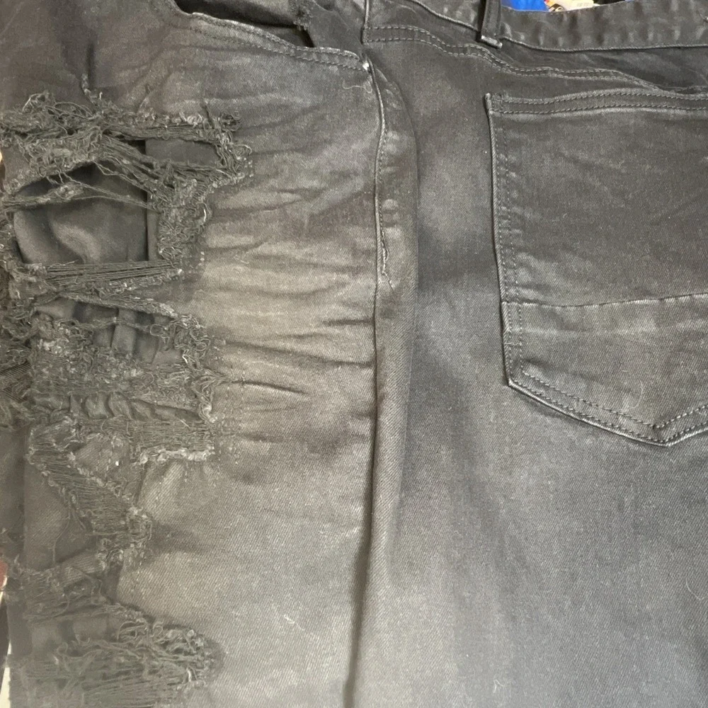 Smoke Rise Moto Biker Jeans Black Slash Zip Denim Men's 44x35 Stretch Streetwear